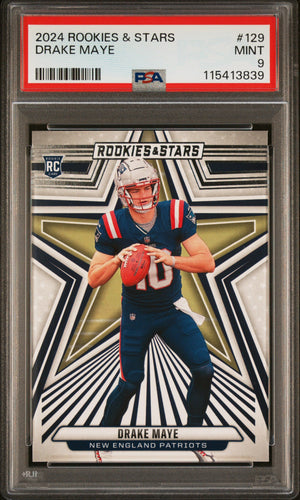 Graded 2024 Panini Rookies & Stars Drake Maye #129 Rookie RC Football Card PSA 9 Mint