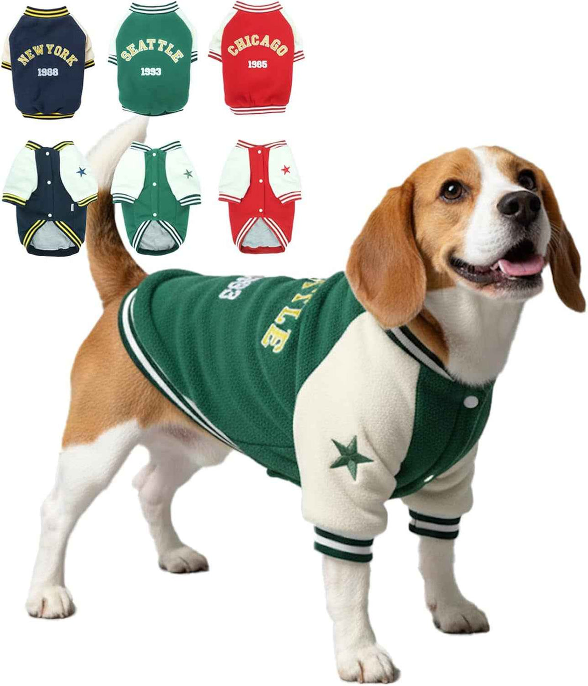 Warm Dog Varsity Jacket Heavyweight Fleece Pet Coat Small-4XL