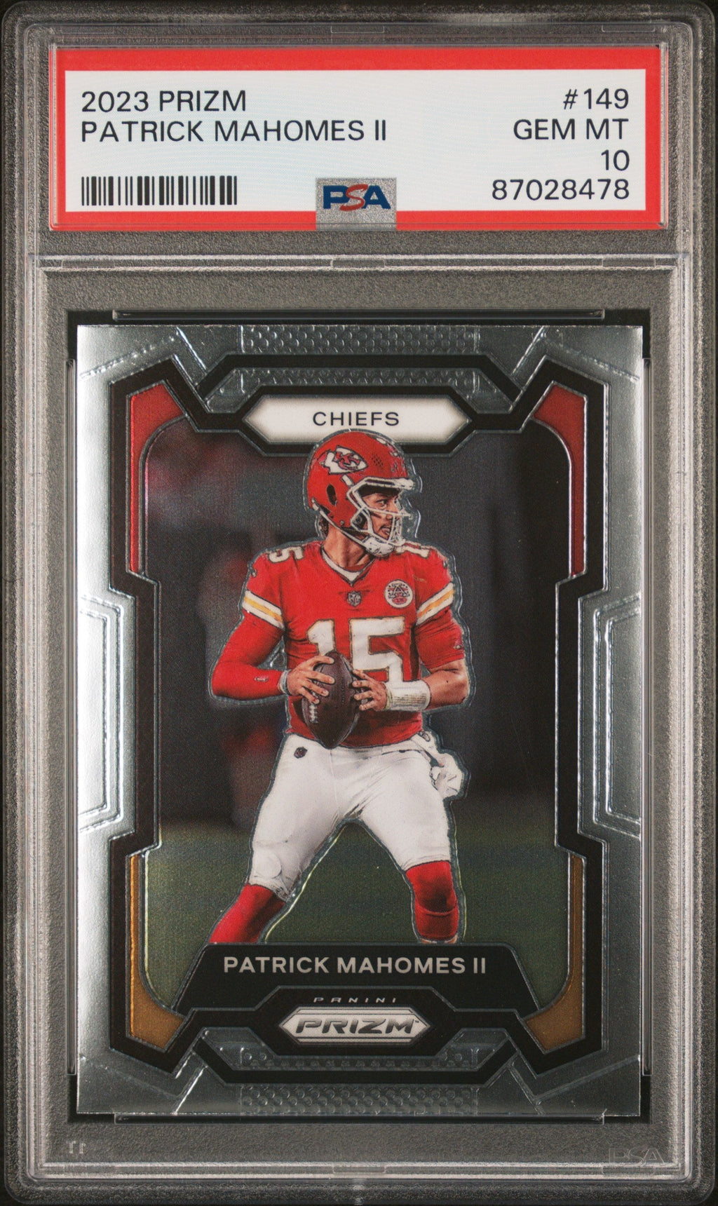 Graded 2023 Panini Prizm Patrick Mahomes II #149 Football Card PSA 10 Gem Mint
