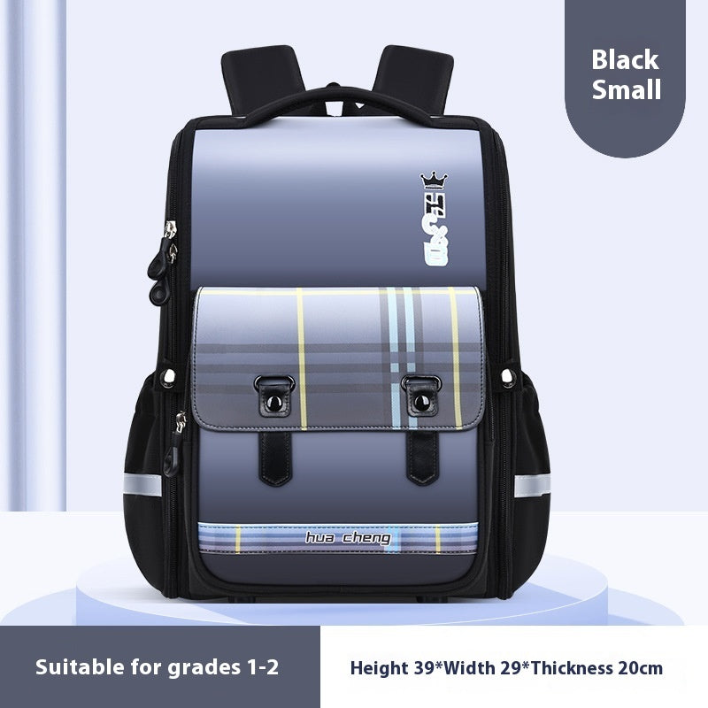 Plaid Schoolbag Grade Spine Protection Student Backpack