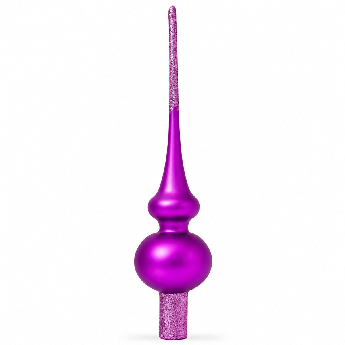 Solid Purple with Sparkling Top Glass Christmas Tree Topper 11 Inches