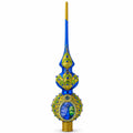 Peacock Double Ball Glass Christmas Tree Topper 16 Inches