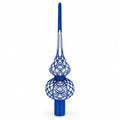 Blue on Silver Glass Christmas Tree Topper 11 Inches