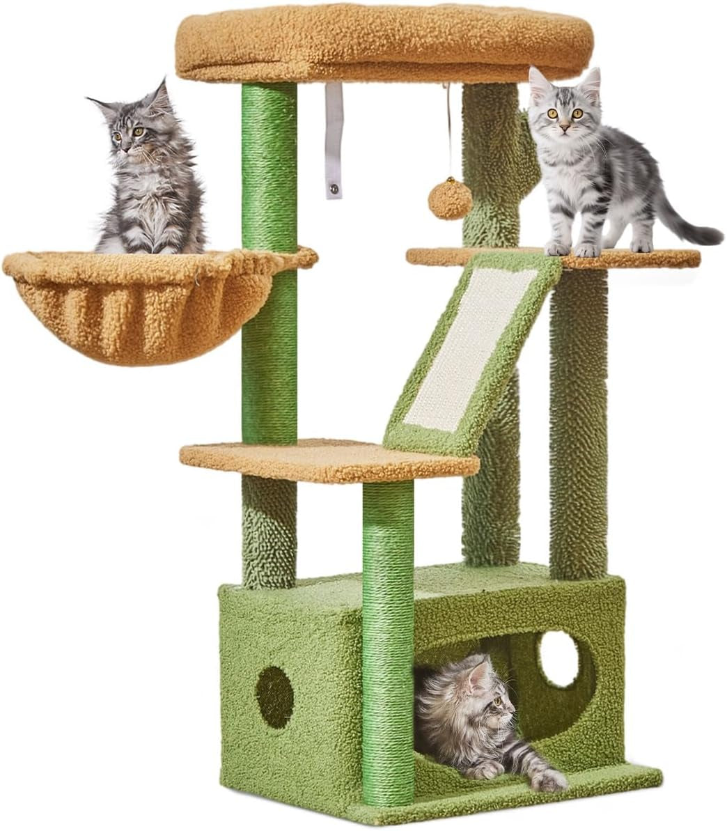 38-Inch Cat Tree for Indoor Cats with Condo, Hammock & Perch