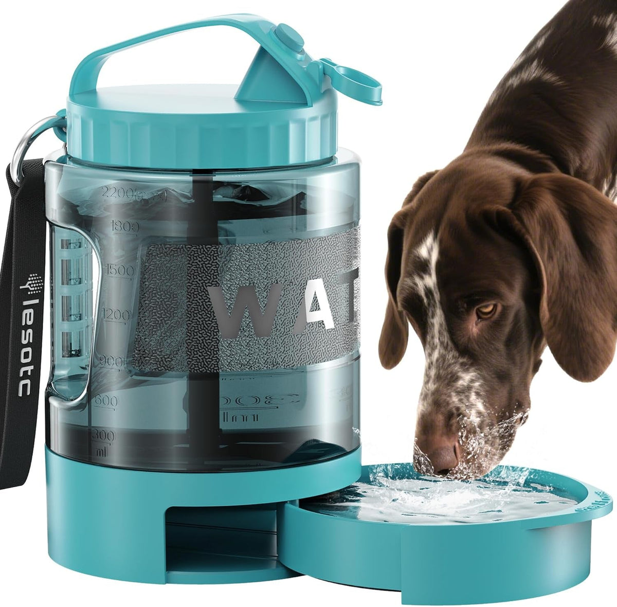 77oz Dog Travel Water Bottle with Bowl Leak Proof Hiking Camping Bottle