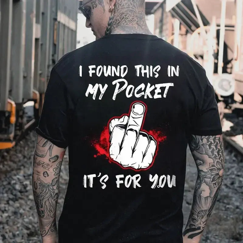 Funny "In My Pocket" Surprise Tee – Sarcastic Hidden Middle Finger Shirt