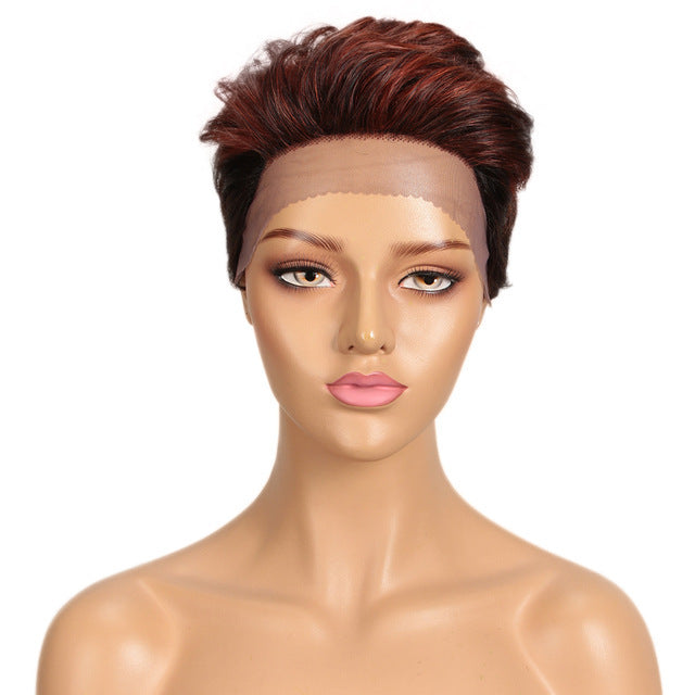 Front Lace Wig All Real Hair Short Headgear