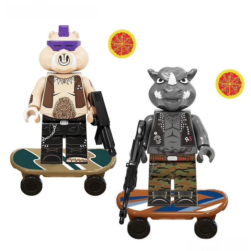 Teenage Mutant Ninja Turtles Bebop & Rocksteady Custom Minifigures – LEGO-Compatible TMNT Villain Set