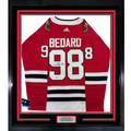 Framed Autographed/Signed Connor Bedard 35x39 Chicago Blackhawks Red Hockey Jersey PSA COA
