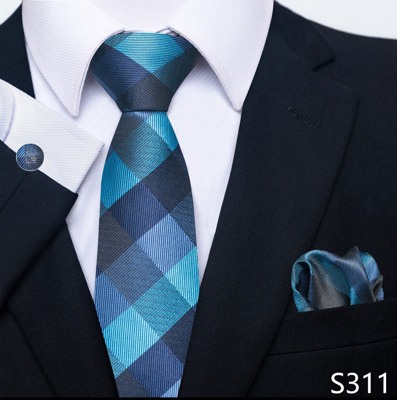 Men's Creative All-match Business Formal Wear Tie Scarf Cuff Buckle Set