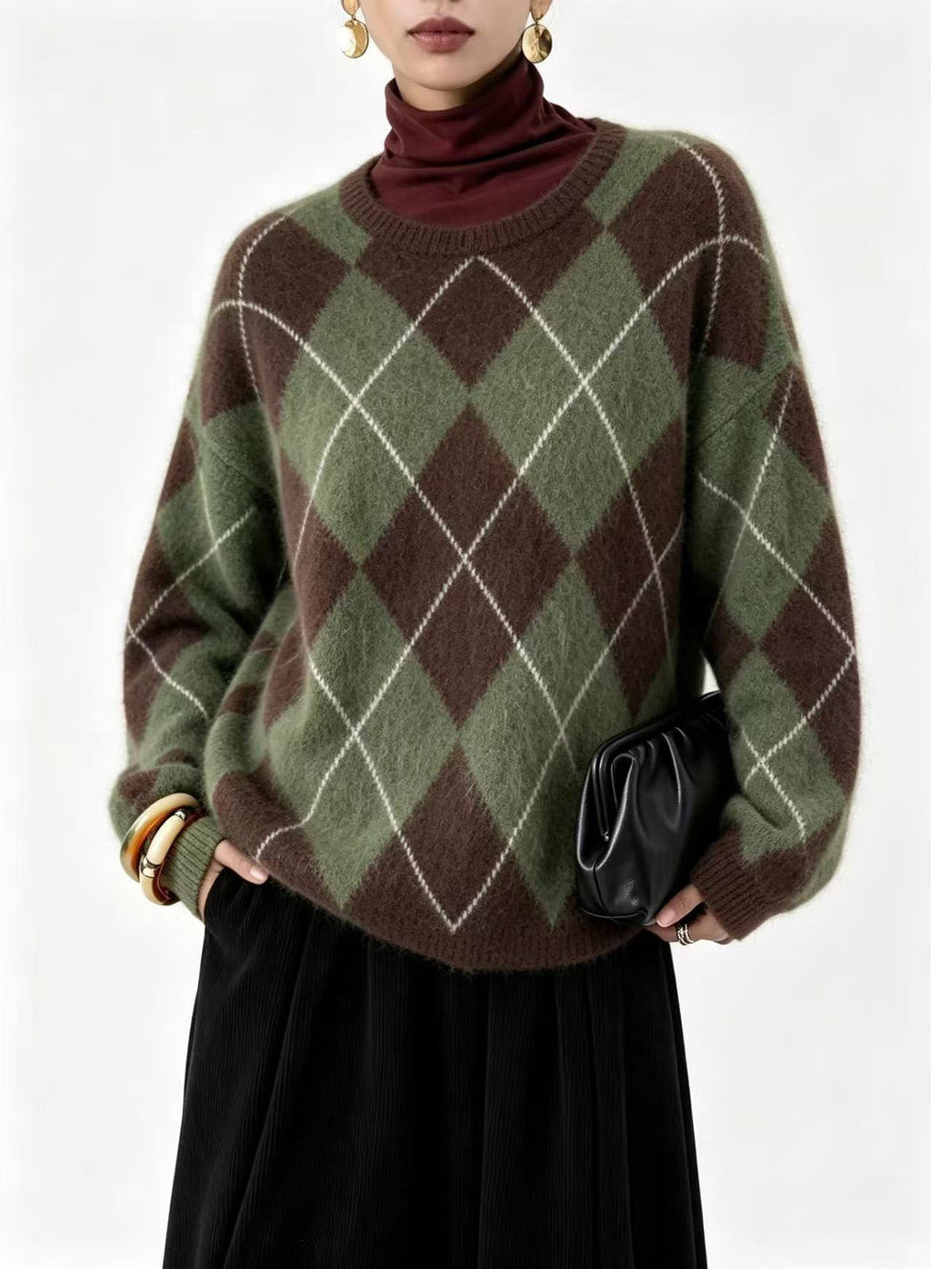 Women's Loose-fitting Mink Fur Crew-neck Sweater
