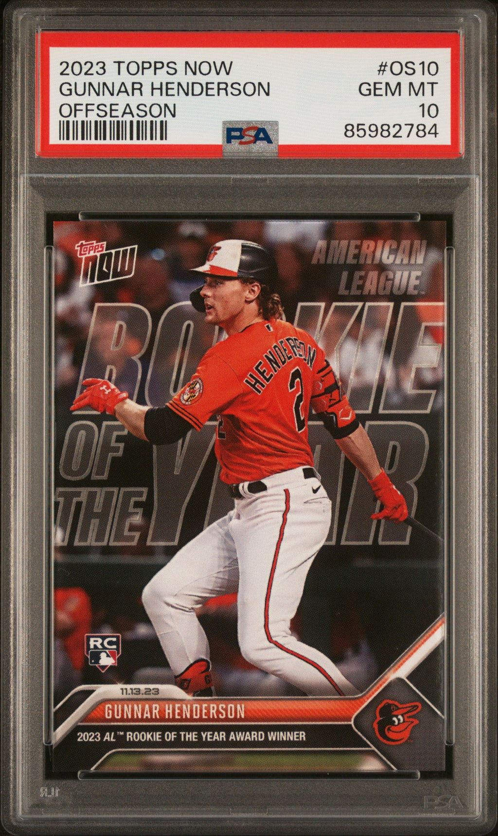 Graded 2023 Topps Now Gunnar Henderson #OS10 Offseason Rookie RC Baseball Card PSA 10 Gem Mint