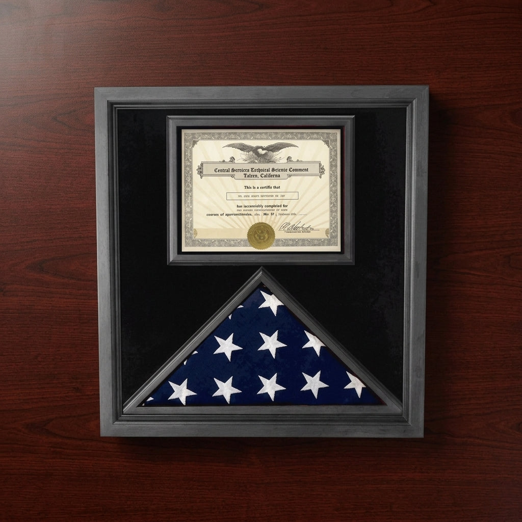 Flag Connections Premium USA-Made Solid wood Flag Document Case Black Finish 3 x 5 flag