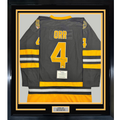 Framed Autographed/Signed Bobby Orr 35x39 "HOF 79" Boston Bruins Black Hockey Jersey Fanatics COA