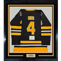 Framed Autographed/Signed Bobby Orr 35x39 Boston Bruins Black Hockey Jersey Fanatics COA