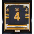 Framed Autographed/Signed Bobby Orr 35x39 Boston Yellow Hockey Jersey Beckett Fanatics COA