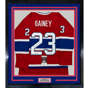 Framed Autographed/Signed Bob Gainey 35x39 HOF 1992 Montreal Red Hockey Jersey JSA COA