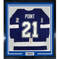 Framed Autographed/Signed Brayden Point 35x39 Tampa Bay Blue Hockey Jersey JSA COA