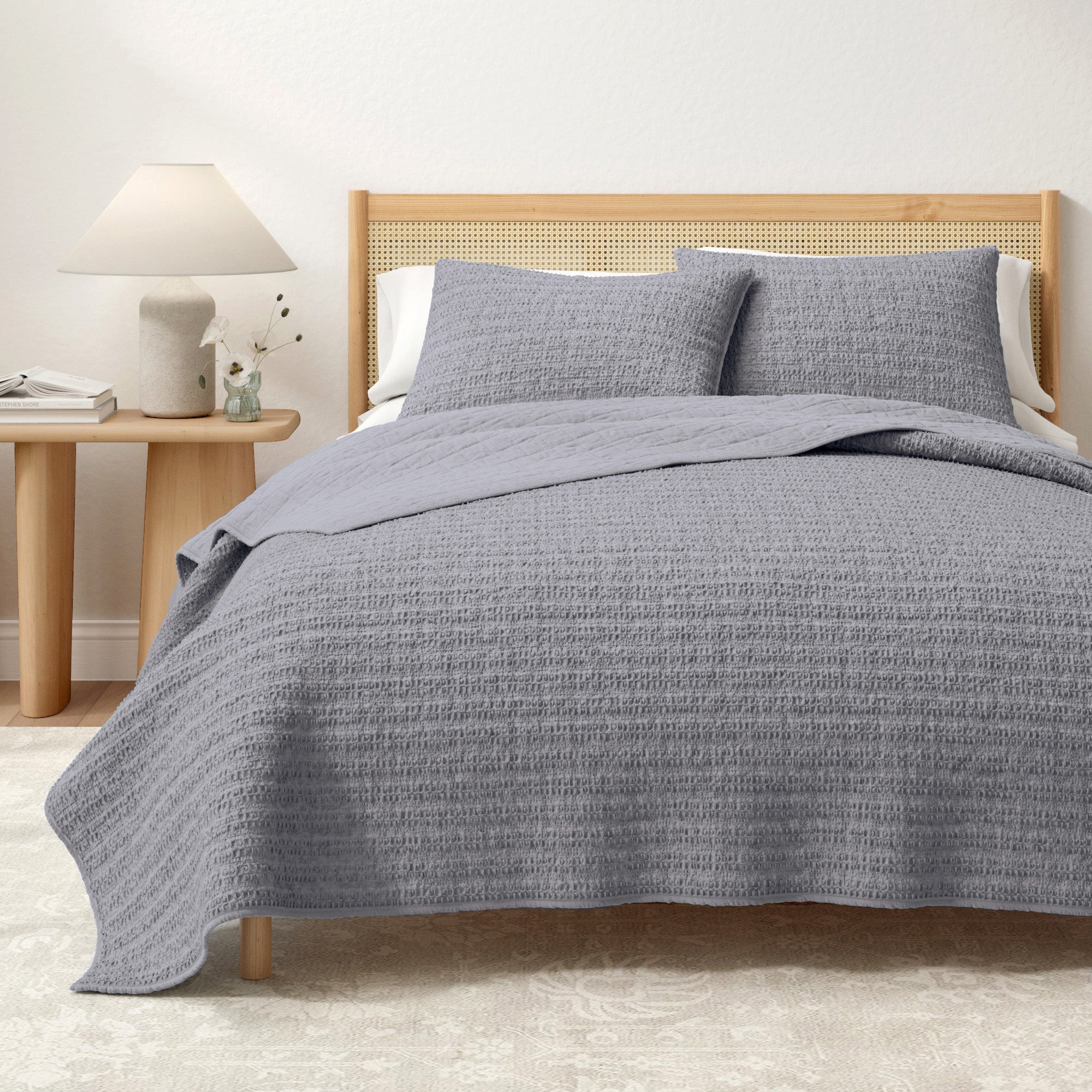 100% Cotton Honeycomb Waffle Garment Washed Quilt Set - Genevieve Collection
