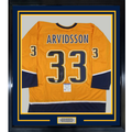 Framed Autographed/Signed Viktor Arvidsson 35x39 Nashville Yellow Hockey Jersey PSA/DNA COA