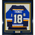 Framed Autographed/Signed Robert Thomas 35x39 St. Louis Blue Hockey Jersey Beckett BAS COA