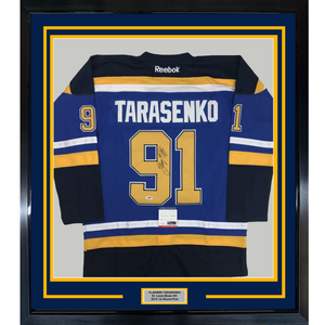 Framed Autographed/Signed Vladimir Tarasenko 35x39 St. Louis Blue Hockey Jersey PSA/DNA COA