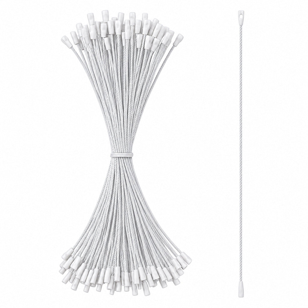 Set of 100 White Christmas Ornaments Cords Strings Hangers 7.9 Inches