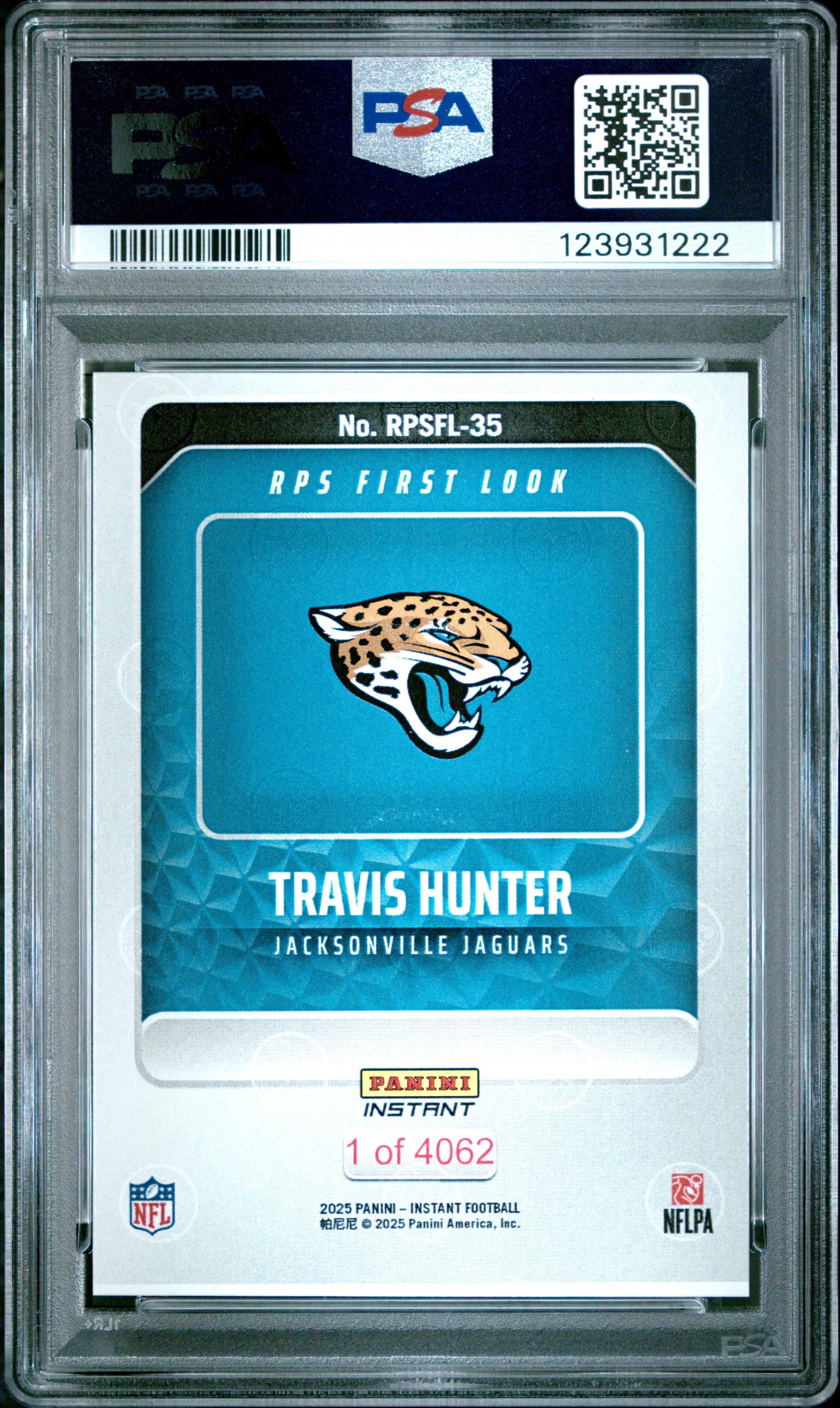 Graded 2025 Panini Instant Travis Hunter #RPSFL35 RPS First Look Rookie RC Football Card PSA 8 Near Mint