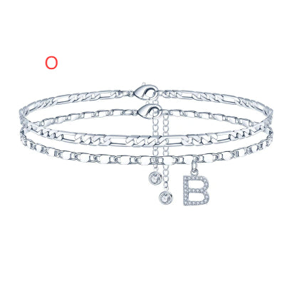 26-letter English Zircon-inlaid Pendant With An NK Chain, Double-layered
