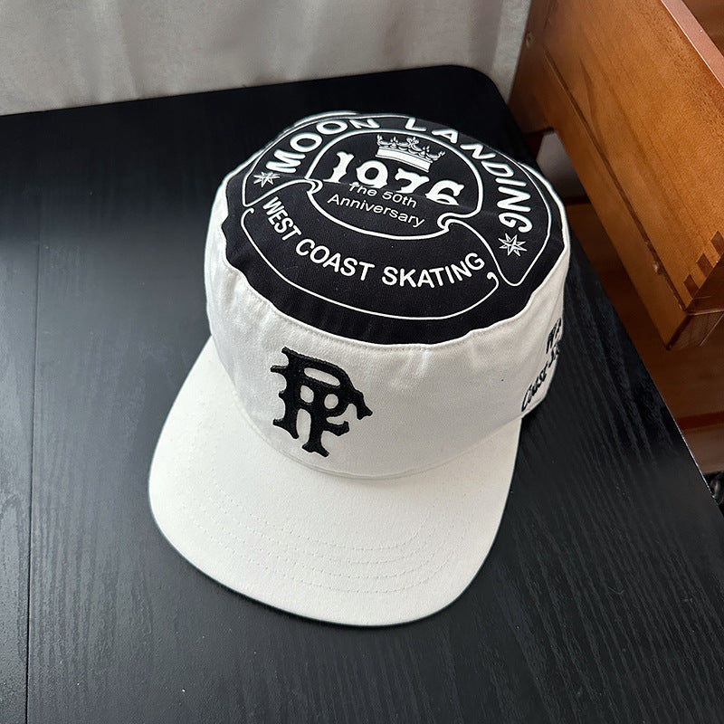 American Style Patchwork 3D Letters PF Flat Top Flat Brim Hat, Fashionably Stylish And Versatile Street Hip-Hop Hat
