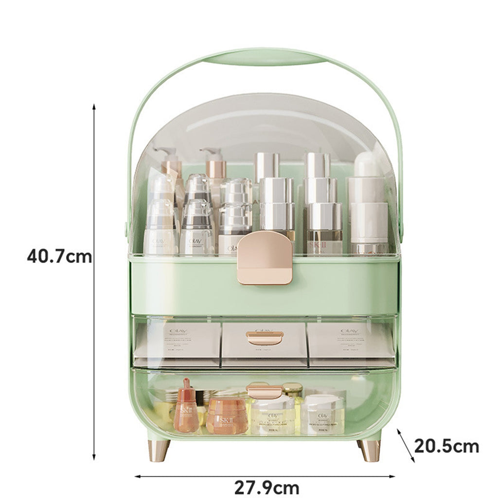 Makeup Organizer With Skincare Holder - Acrylic Cosmetic Storage Box, 4 Colors - Vanity & Bathroom Counter Organizer - Perfect Teen Girl Gift