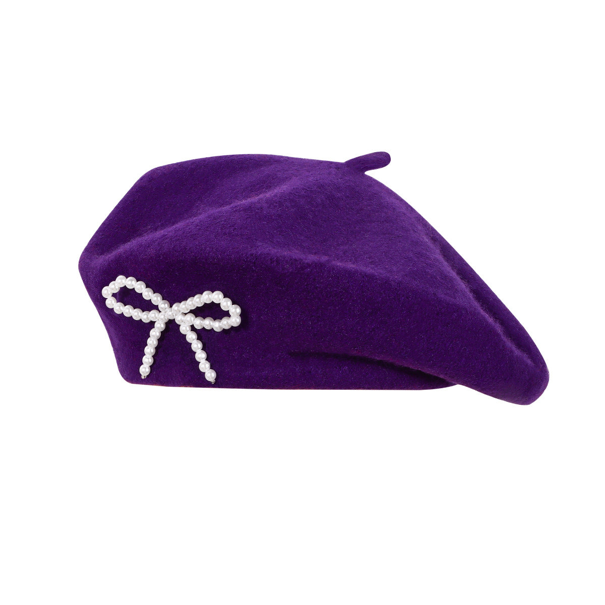 Pearl Bow Wool Breathable Beret