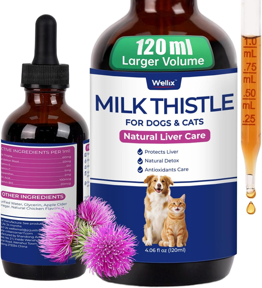 Wellix Cat Dog Constipation Relief Liquid 4 oz Probiotic Chicken Flavor