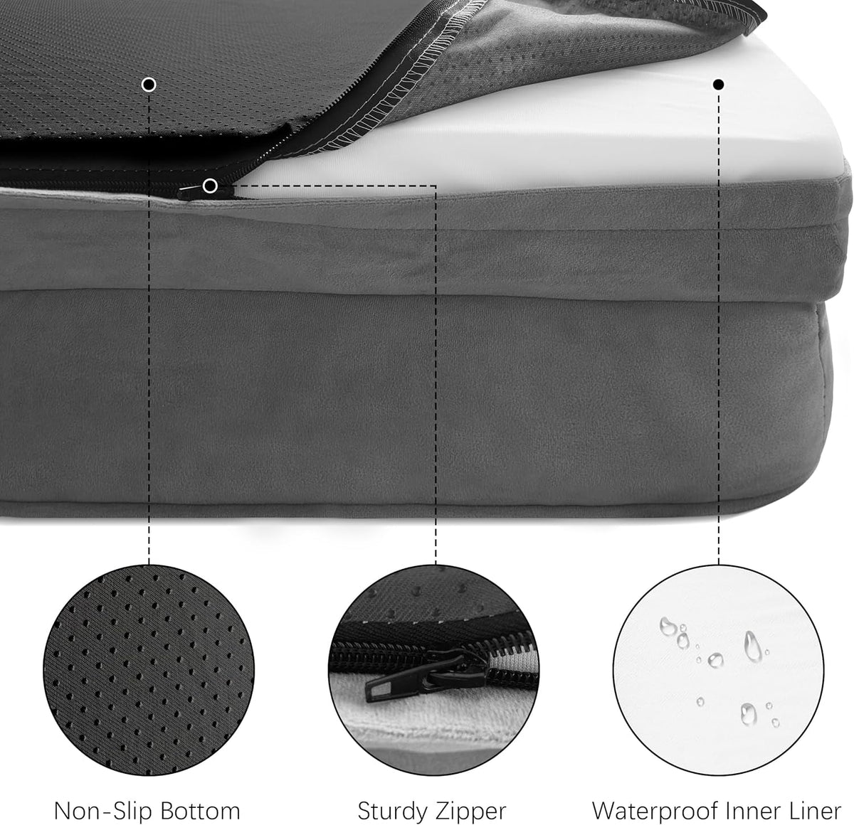 Orthopedic Dog Bed Sofa with Bolster, Washable Cover