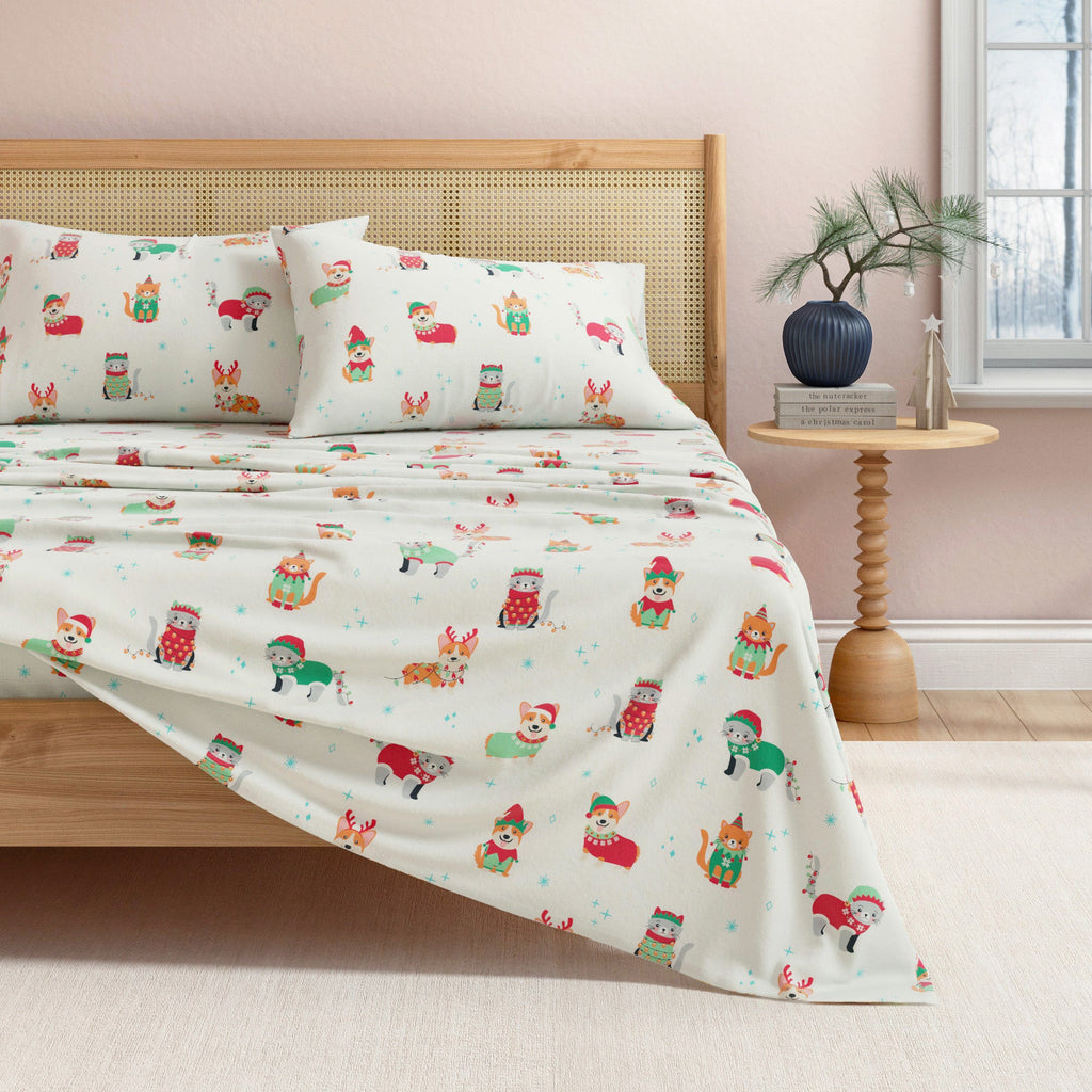 Turkish Cotton Christmas Flannel Sheet - Whittaker Collection