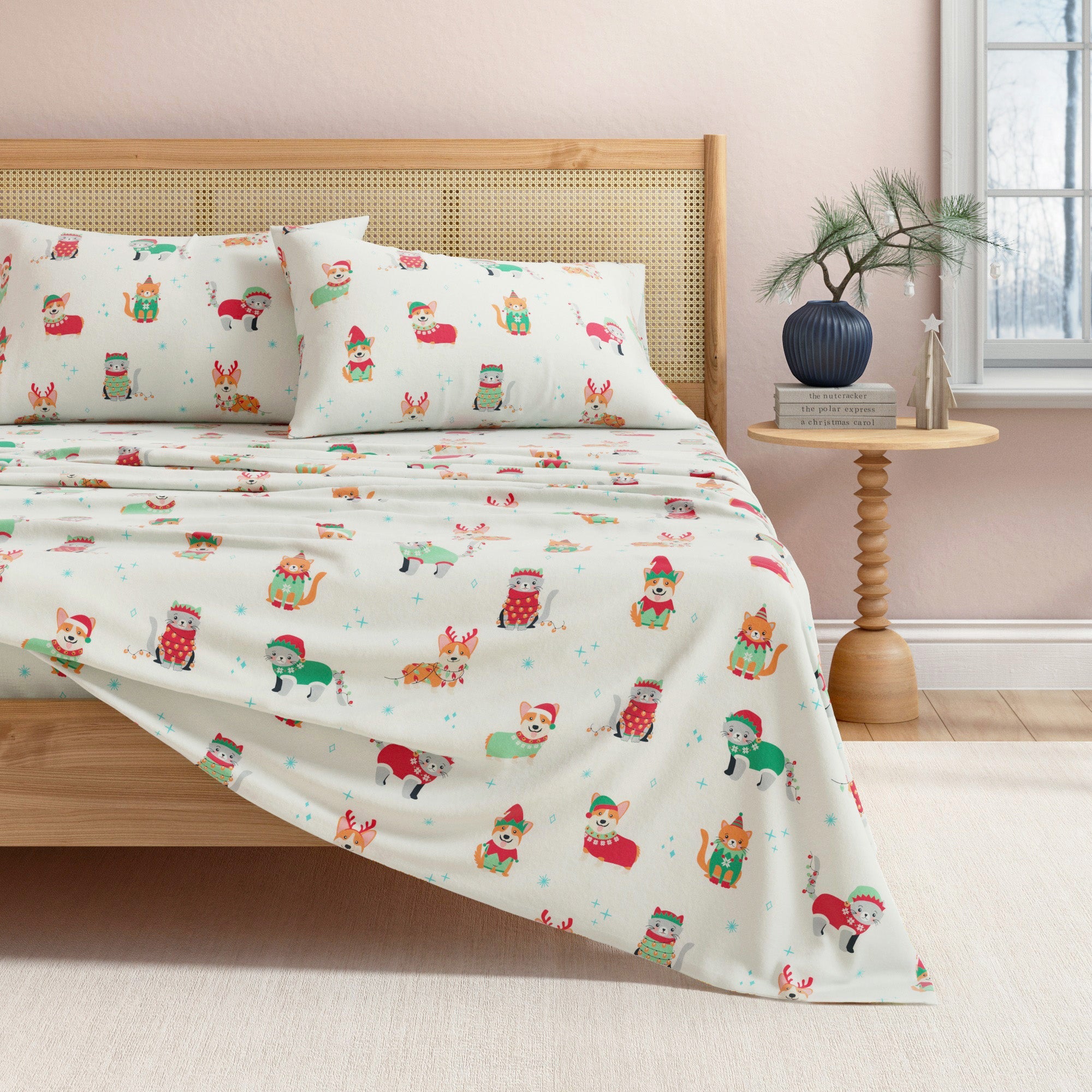 Turkish Cotton Christmas Flannel Sheet - Whittaker Collection