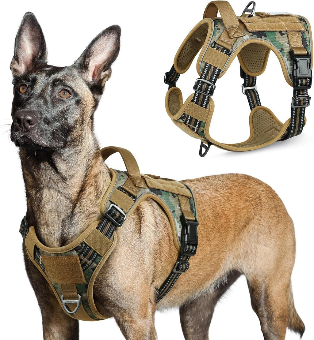 No-Pull Tactical Dog Harness MOLLE Vest for Medium & Large Dogs