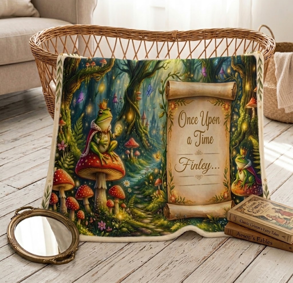 Personalized Enchanted Forest Throw Blanket | Once Upon a Time Custom Name | Magical Fairytale Gift