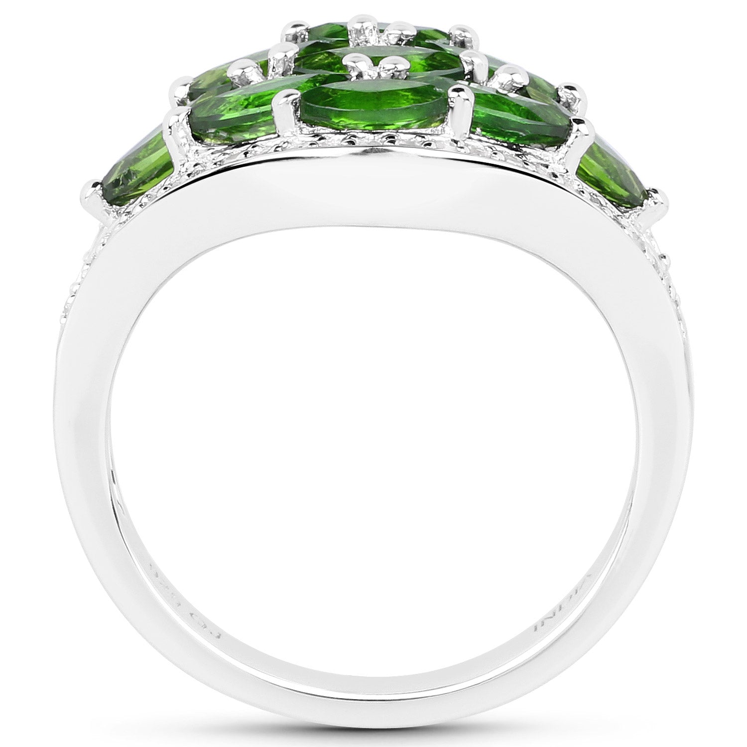 2.37 Carat Genuine Chrome Diopside and White Diamond .925 Sterling Silver Ring