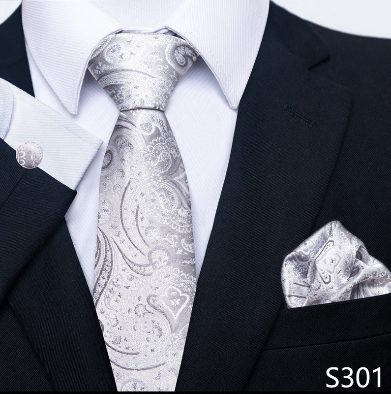 Men's Creative All-match Business Formal Wear Tie Scarf Cuff Buckle Set