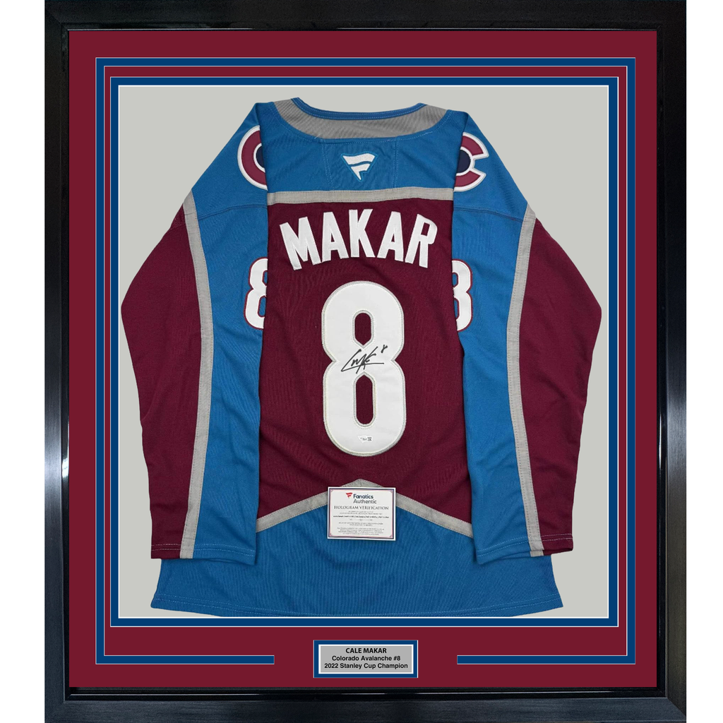 Framed Autographed/Signed Cale Makar 35x39 Colorado Avs Avalanche Maroon Authentic Hockey Jersey Fanatics COA