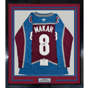 Framed Autographed/Signed Cale Makar 35x39 Colorado Avs Avalanche Maroon Authentic Hockey Jersey Fanatics COA