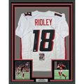 Framed Autographed/Signed Calvin Ridley 35x39 Atlanta White Football Jersey JSA COA