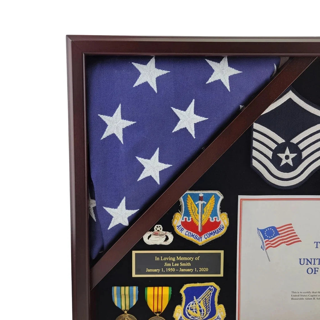 Shadow box for 3x5 flag, Wood  finish, Capitol Shadow box