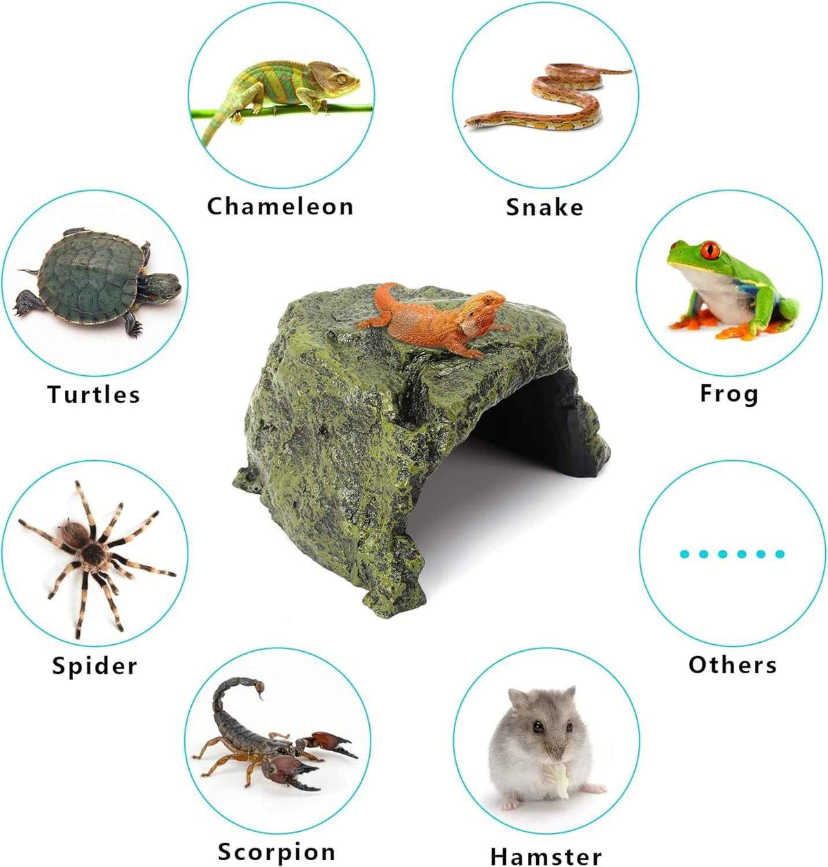 Reptile Rock Hide Cave Resin Habitat for Lizards & Turtles