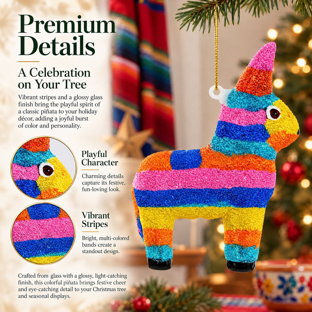 Festive Pinata Glass Christmas Ornament