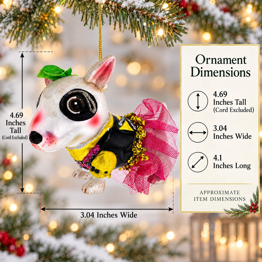 Pitbull Glass Christmas Ornament