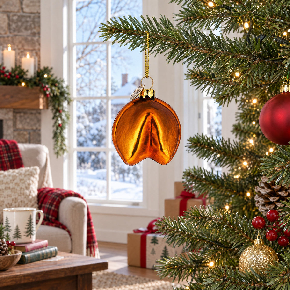 Fortune Cookie Delight Glass Christmas Ornament