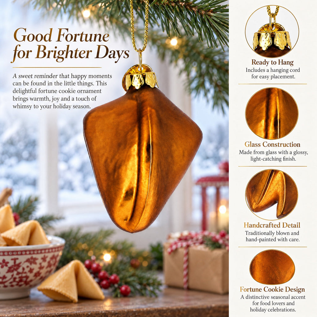 Fortune Cookie Delight Glass Christmas Ornament