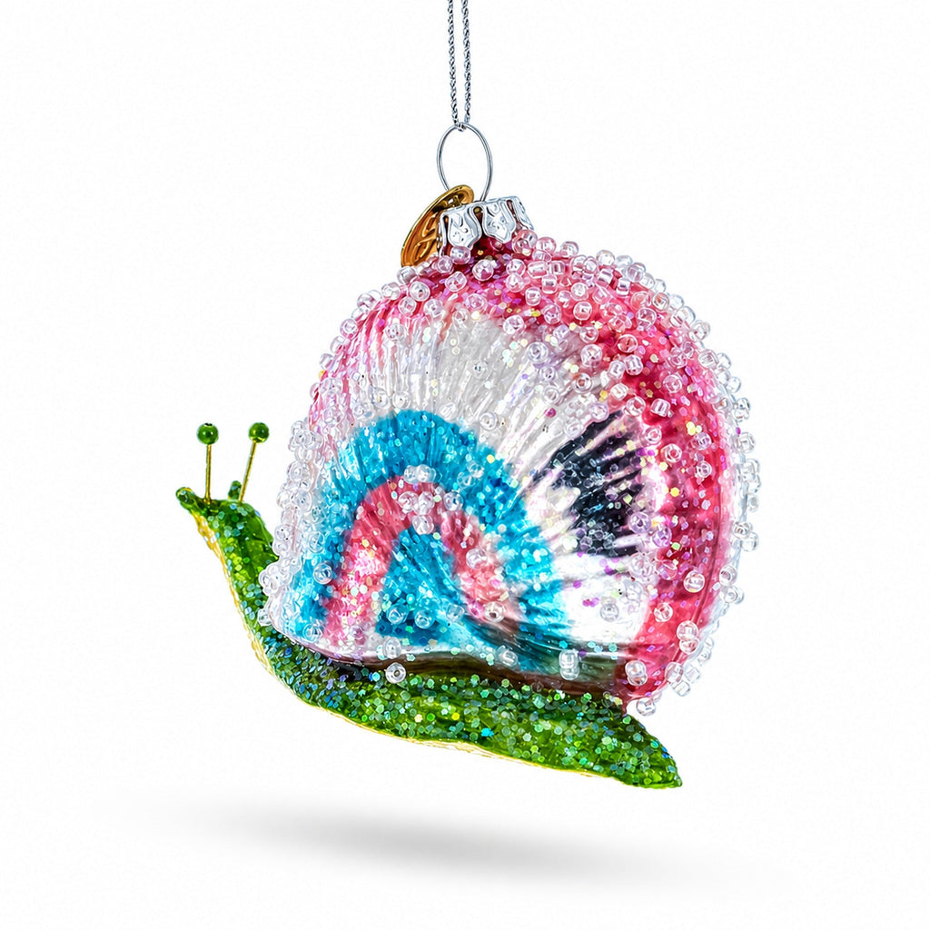 Snail with Colorful Beads Glass Christmas Ornament